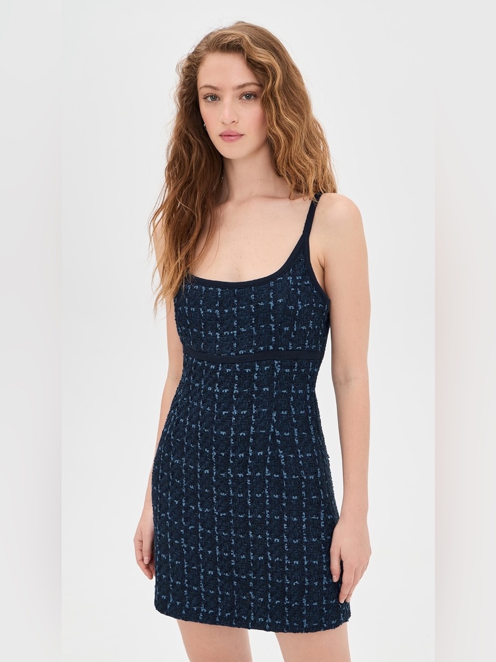 endless rose Knit Trimmed Tweed Mini Dress